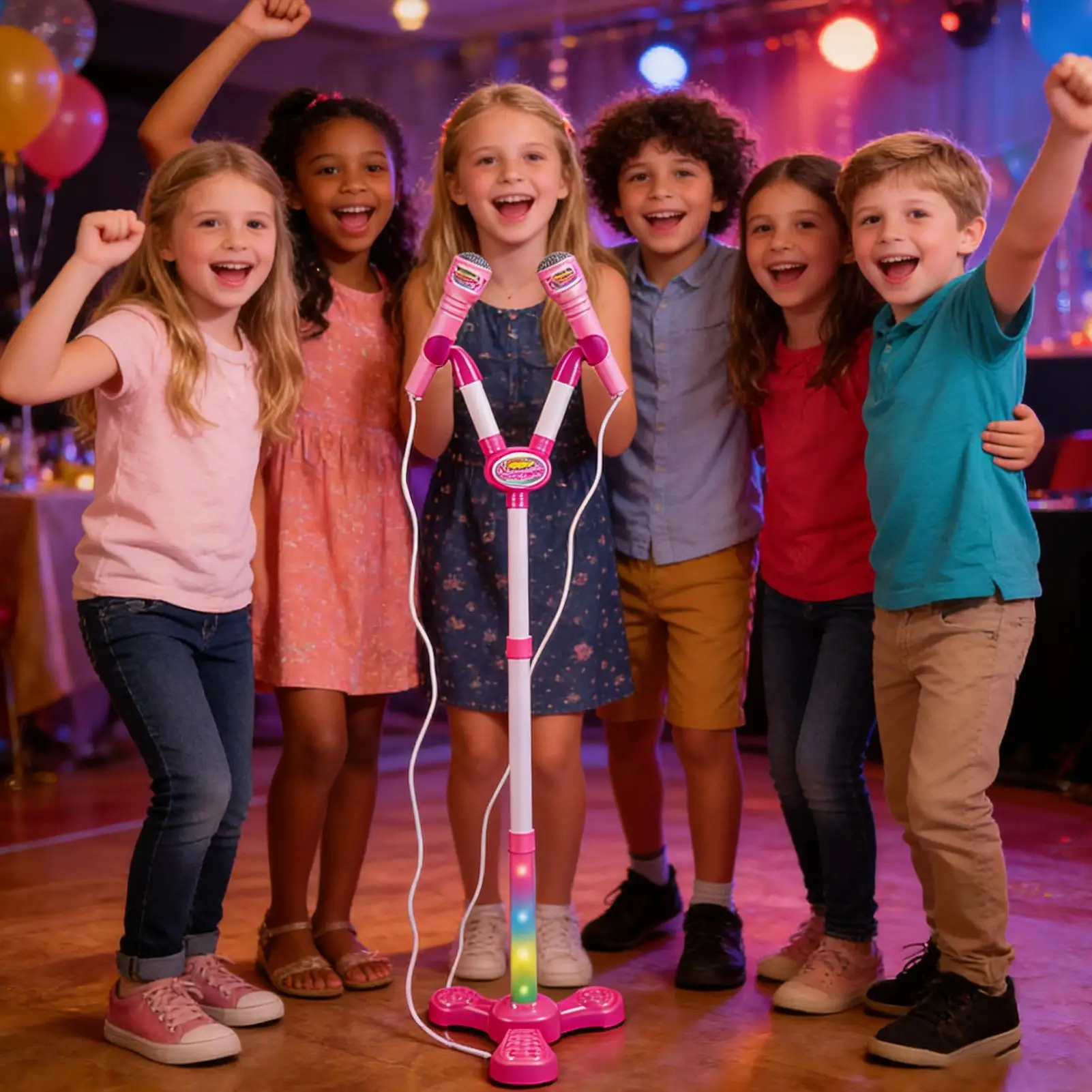 

Kids Microphone with Stand Karaoke Machine with Colorful Light Children's Microphone Toy for Boys Girls Preschoolers Birthday