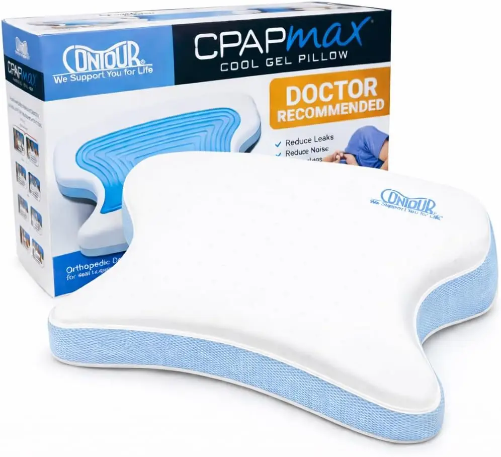 

Adjustable Memory Foam CPAP Pillow with Cooling Gel - Side Back Stomach Sleeper Support for Comfortable Sleep