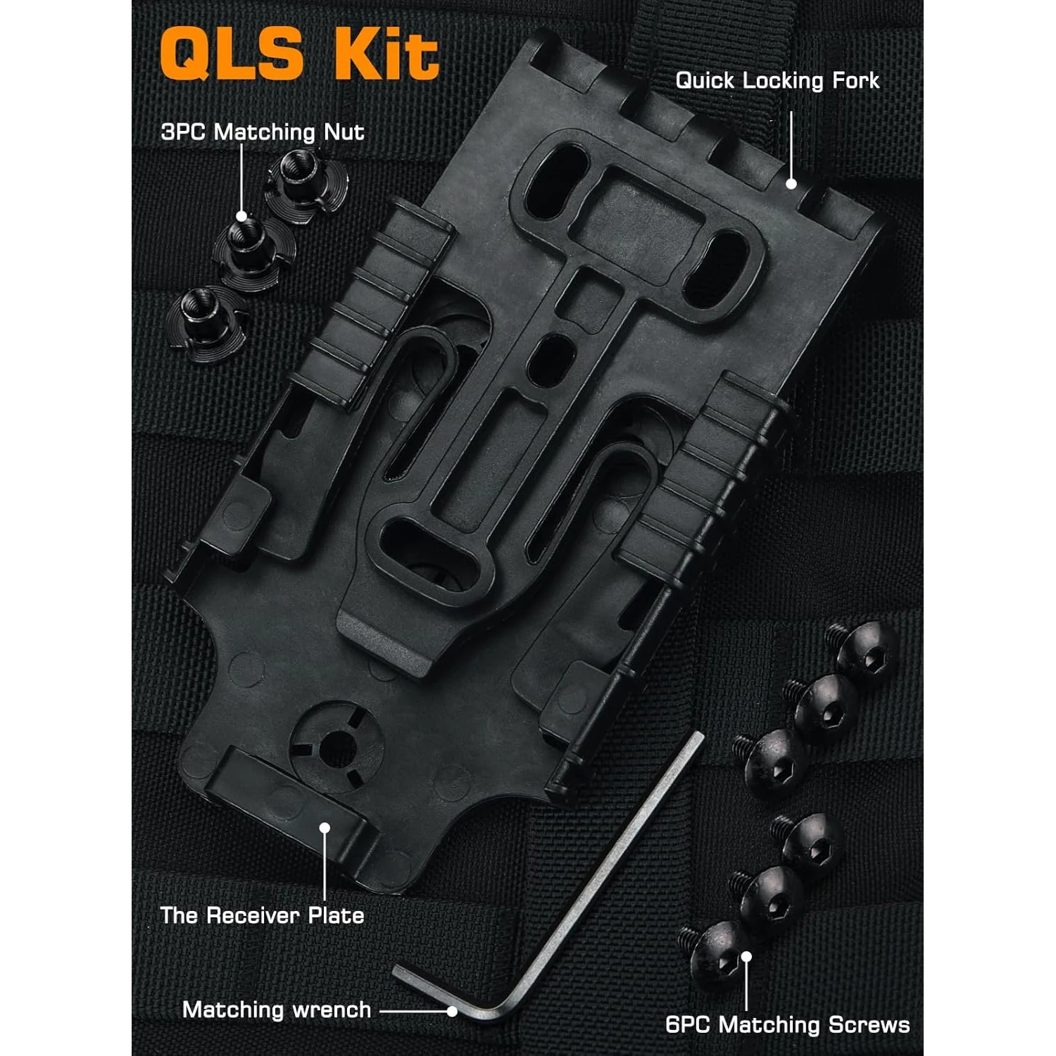 3-teiliges QLS-Kit, Schnellverriegelungssystem-Kit, QLS-Empfängerplatten-Plattformaufsatz für Duty Holster-Verriegelungsgabel – Detail 5