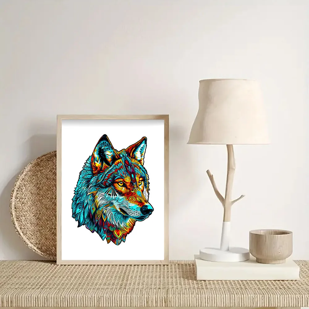 Wooden puzzle Wolf Picture Gift box Exquisite gift irregular animal shape puzzle personalized unique gift family interaction