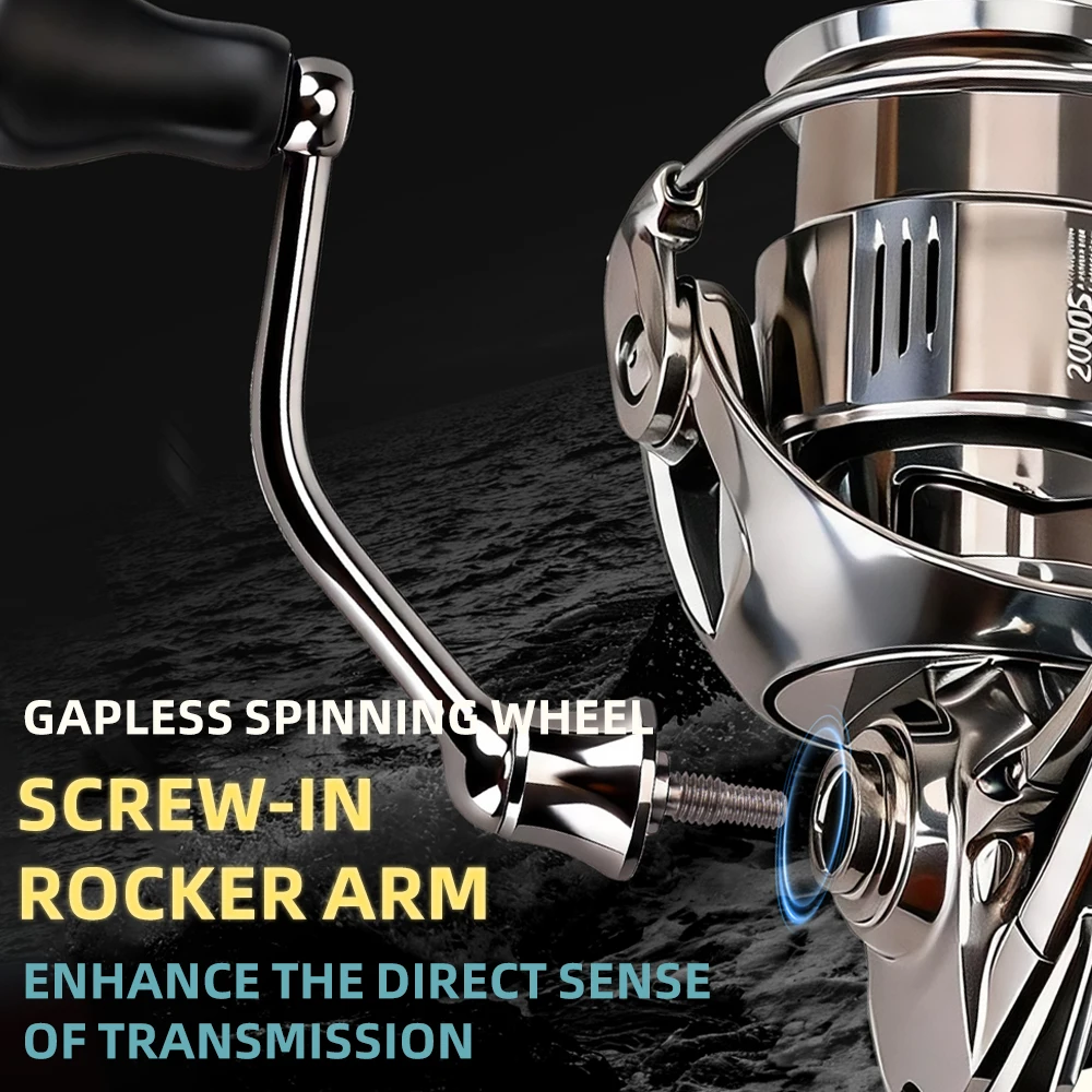 FISHINGFANS S6 4+1BB Galvanisierte 8kg Bremskraft 5,2:1 Übersetzung Metall-Spinnrolle Korrosionsbeständig für Salzwasser-Angeln – Detail 6