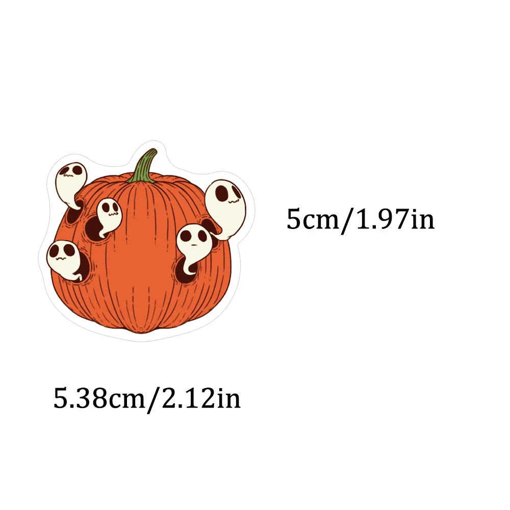 50PCS Fun Colorful Halloween Pumpkin Sticker Pumpkin Ghost Cup Candy Jar Celebrating Holiday Gift DIY Cup Phone Book Guitar