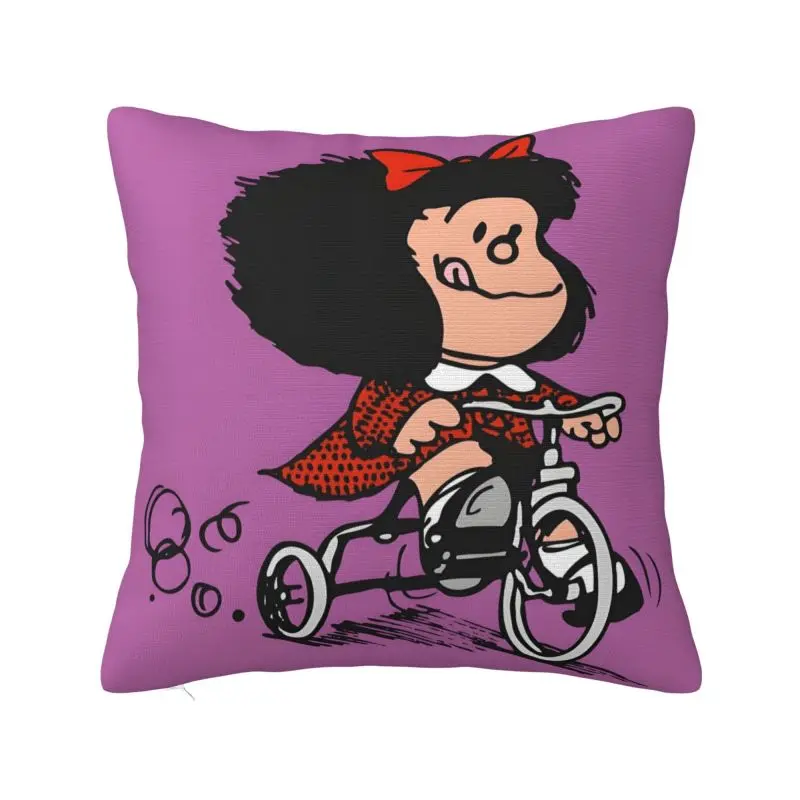 Custom Humor Mafaldas Quino Comic Cartoon Manga Pillow Case 40x40cm Luxury Cushion Cover Velvet Pillowcase