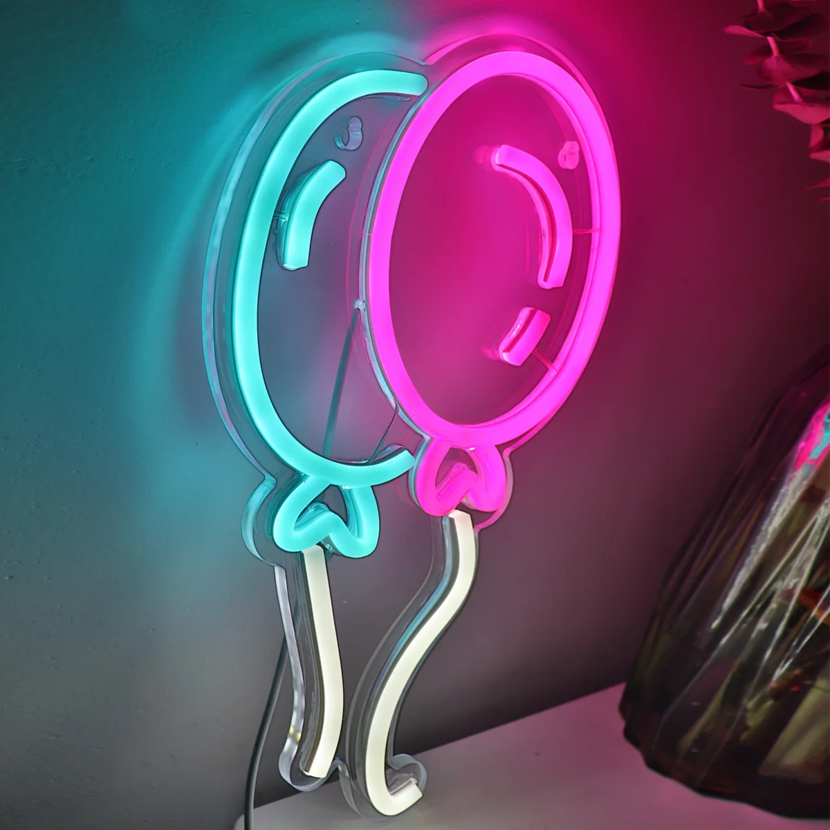 1PC Cute Double Balloon LED Wall Neon Sign Light For Room Home Party Wedding Shop Pub Club New Year Decoration 6.89''*11.61''