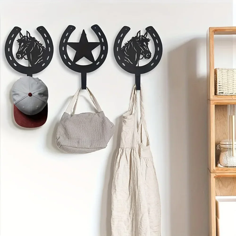 3 Pieces/Set Artistic Towel and Key Holder - Decorative Coat and Hat Hooks for Home. Equestrian Style Hanging Storage Hook