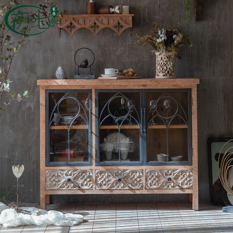 American retro old storage cabinets, bed and breakfast kitchen side cabinets, wedding photography decoration display cabinets st