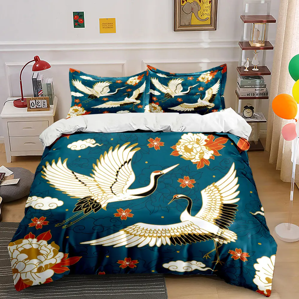 

"Cranes Pattern Home Decor Set" Soft Comfortable Duvet Cover Bedding Set Included 1*Duvet Cover & 2*Pillowcases, gift