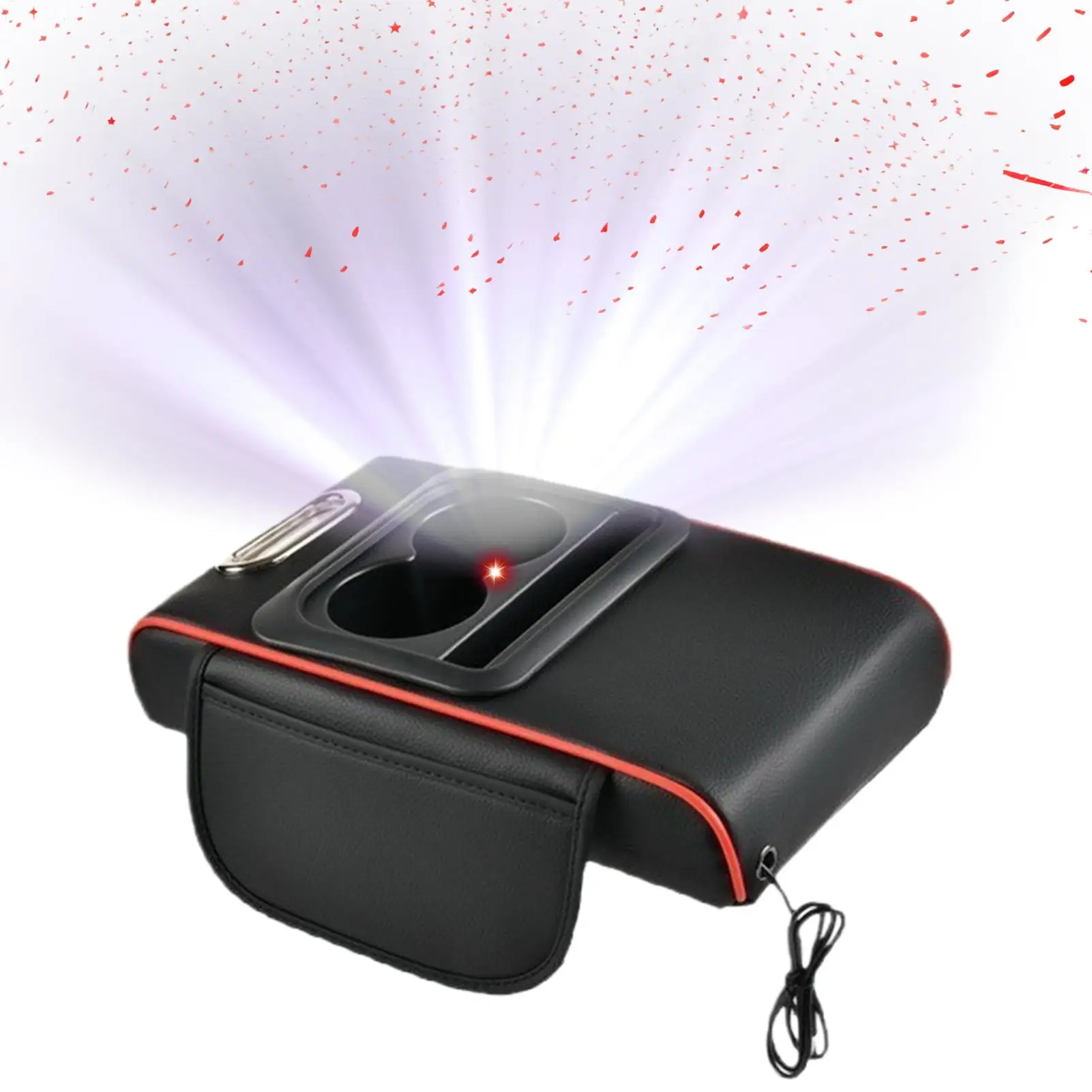 Almofada de Apoio de Braço para Console Central Automotivo com 2 Suportes para Copos, Almofada Elevatória de Apoio de Braço com Design Céu Estrelado, Capa de Almofada para Apoio de Braço Automotivo