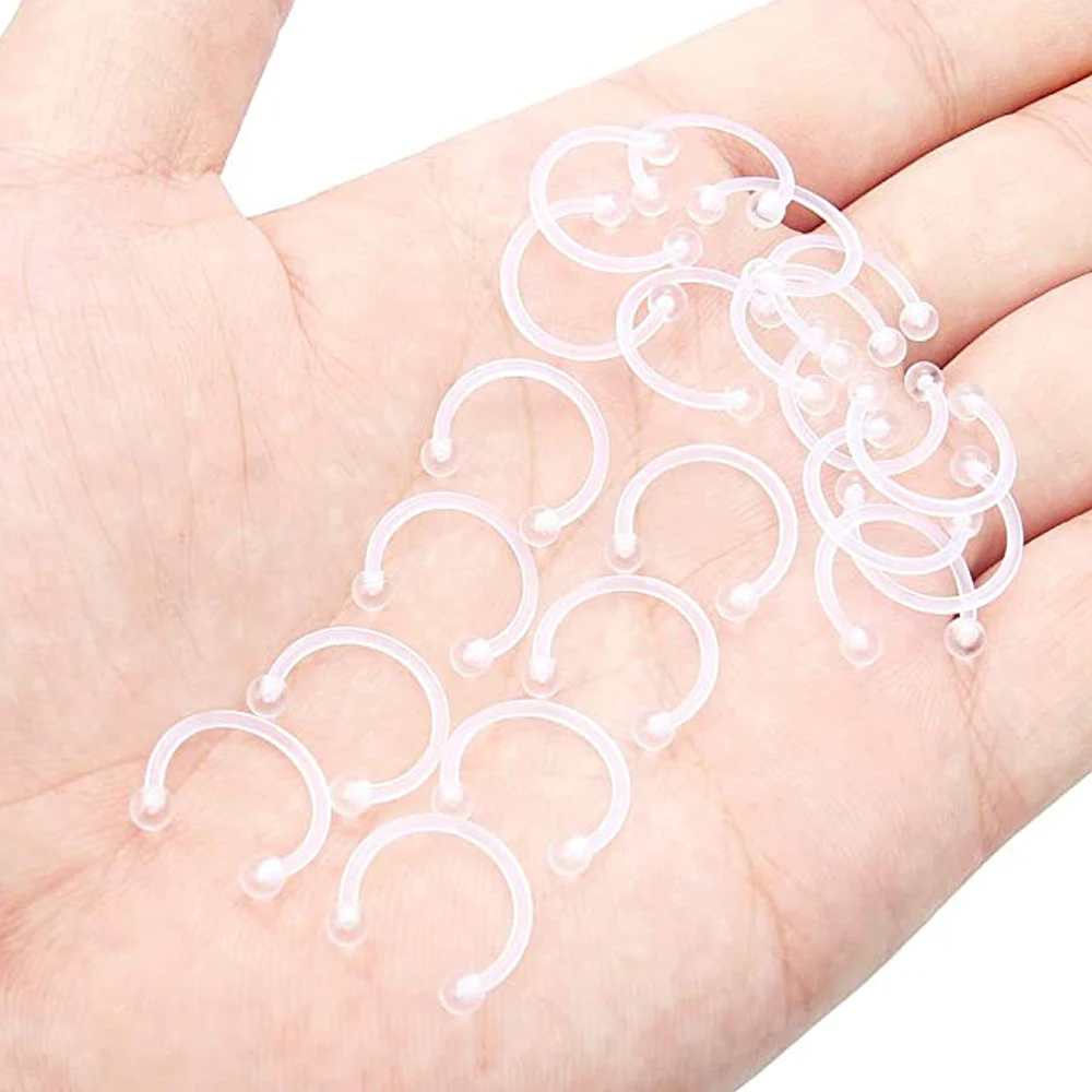 5 PCS Transparent Sexy Punk Nose Ring Studs Lip Nipple Open Hoop Horseshoe Shape Septum Piercing Nariz For Women Men Body Jewely