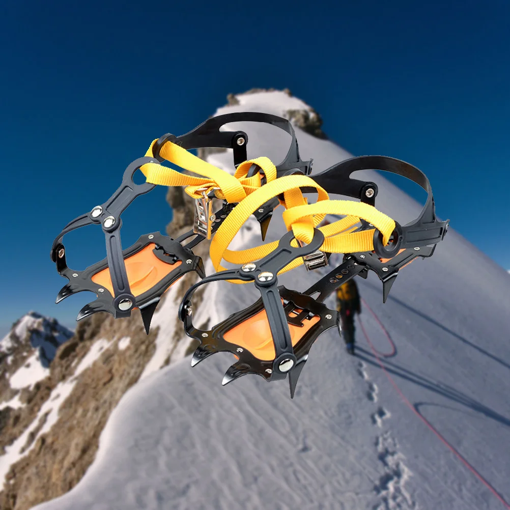 2pcs 10-Toothed Anti-Slip Ice Crampons Climbing Shoe Cover Portable Adjustable Cold Resistant Traction For Hiking Snow Trekking