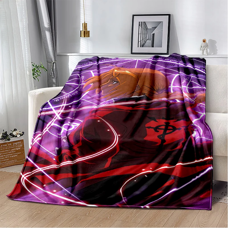 

Мягкие фланелевые одеяла с рисунком стального алхимика Эдварда Элрик, аниме, удобное одеяло для кровати, дивана, дома, спальни, детей