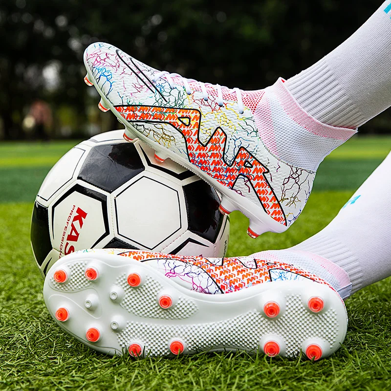 2024 Men\'s Soccer Shoes Large Size Ultralight Football Boots Boys Sneakers Non-Slip AG/TF Soccer Cleats Ankle Boots Unisex