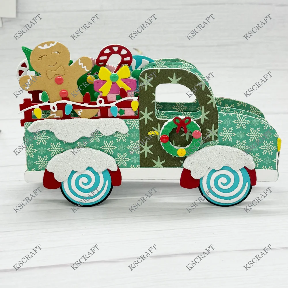 KSCRAFT Truck Box Card Christmas Add On Cutting Dies Stencils for DIY Scrapbooking Decorative Embossing DIY Paper Cards
