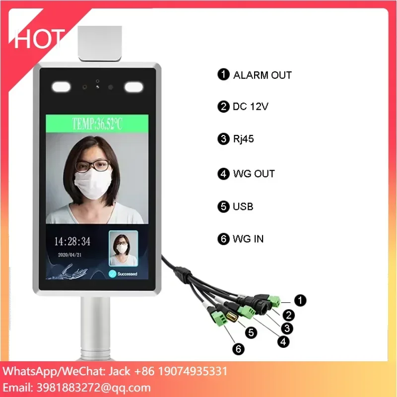 

Human Body Temperature 3d Facial Recognition Camera Barrier Touchless Biometric Non Contact Time Attendance Access Controller