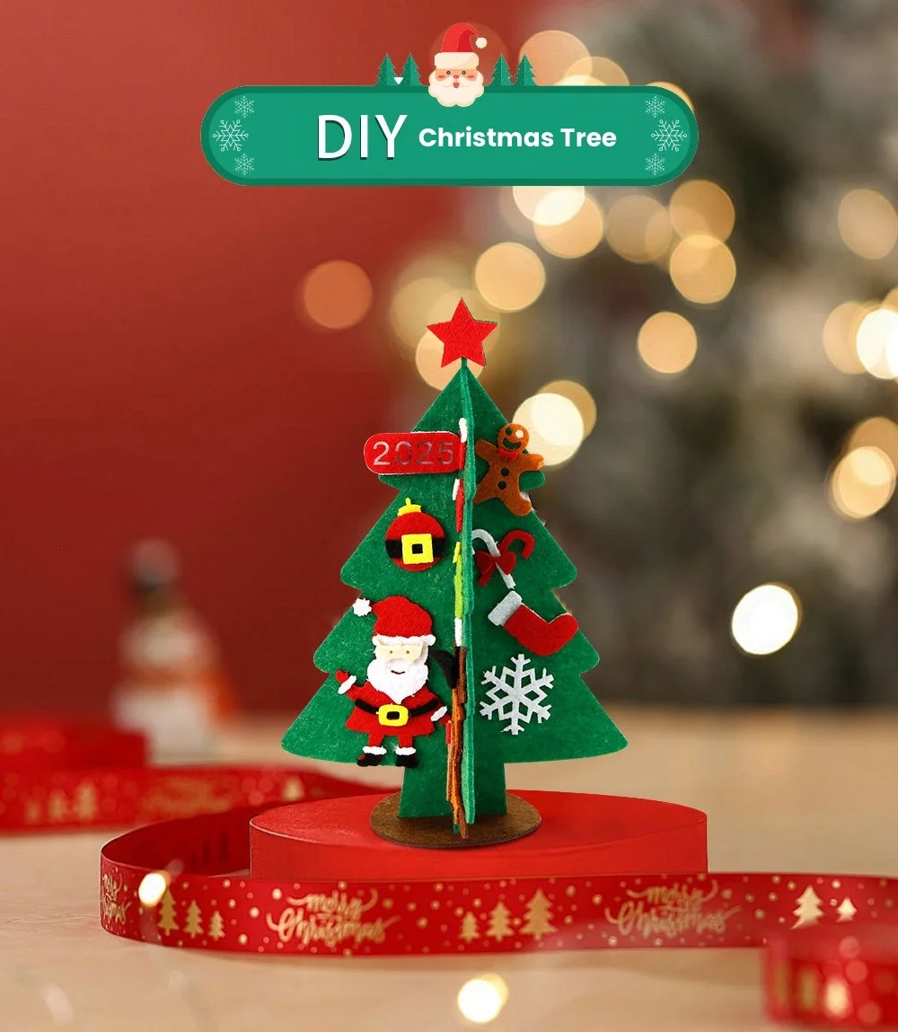 Christmas Arts and Crafts Kits Handcraft Felt Mini Christmas Tree for Kids DIY Christmas Ornament Projects for Home Decoration