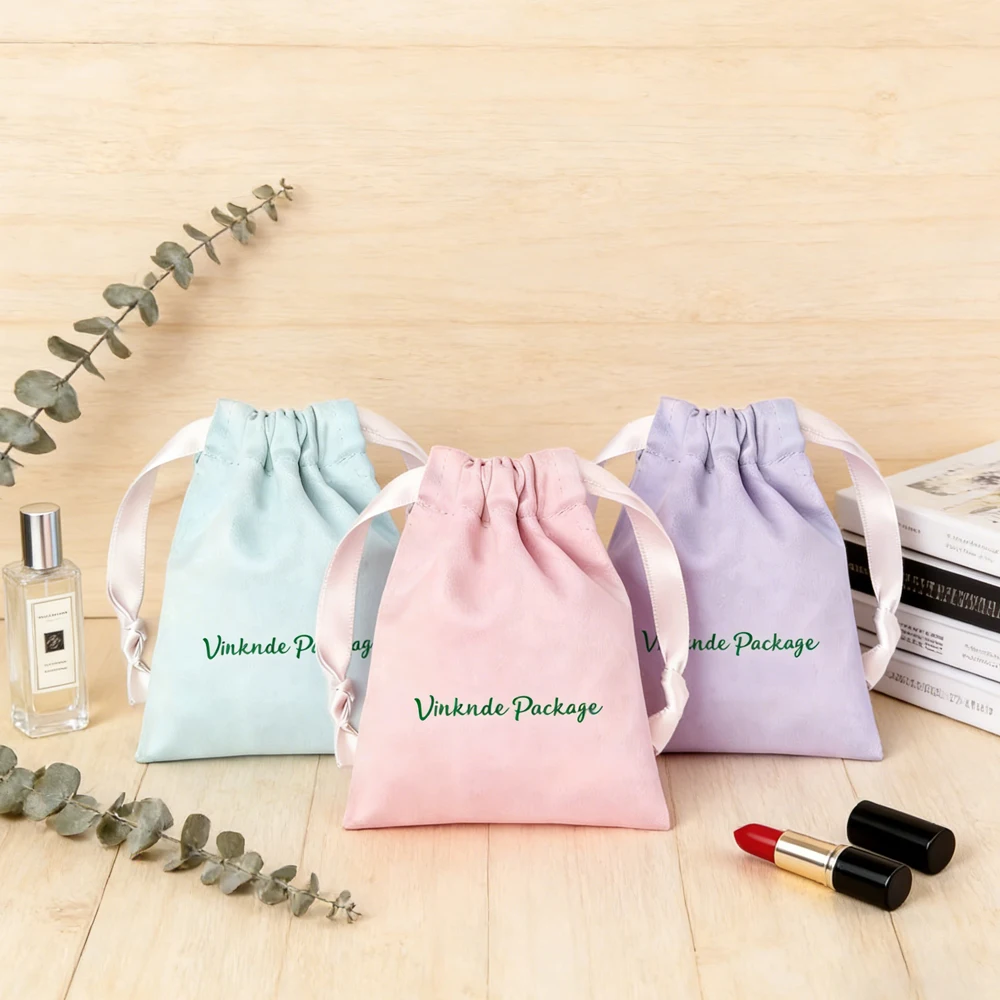 

Customized Small Gift Jewelry Drawstring Bag Velvet Holland Flannel Pouch Pocket Earring Necklace Bracelet Packaging Gift Bags