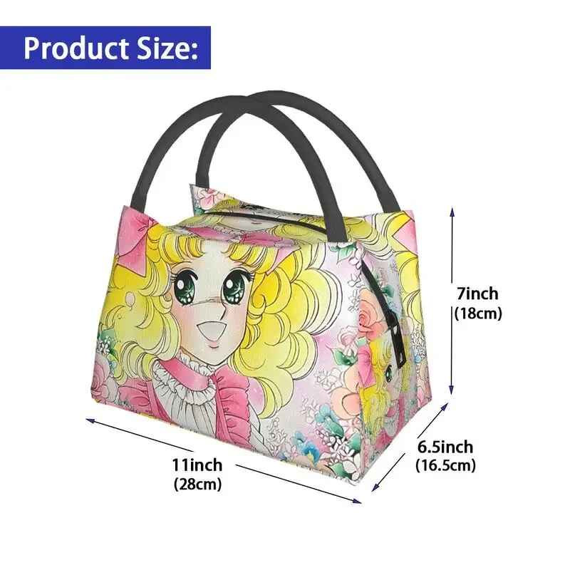 Borsa per il pranzo con isolamento termico Candy Candy Borsa per il pranzo portatile da donna Anime Manga per scatola per alimenti multifunzione per