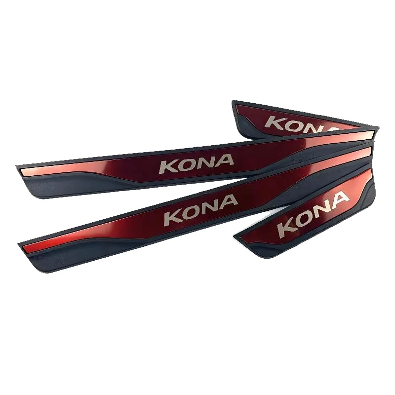 For HYUNDAI KONA 2024 2023 2022 2018 2019 2020 2021 EV Car Accessories Scuff Plate Door Sill Protection Cover Trim