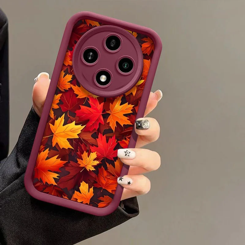 Funda de teléfono pintada a mano con diseño de hoja de arce otoñal para OPPO Reno 13 F 14 12 11 10 Pro Plus 8T A79 A58 Find X3 X8 Lite, funda suave