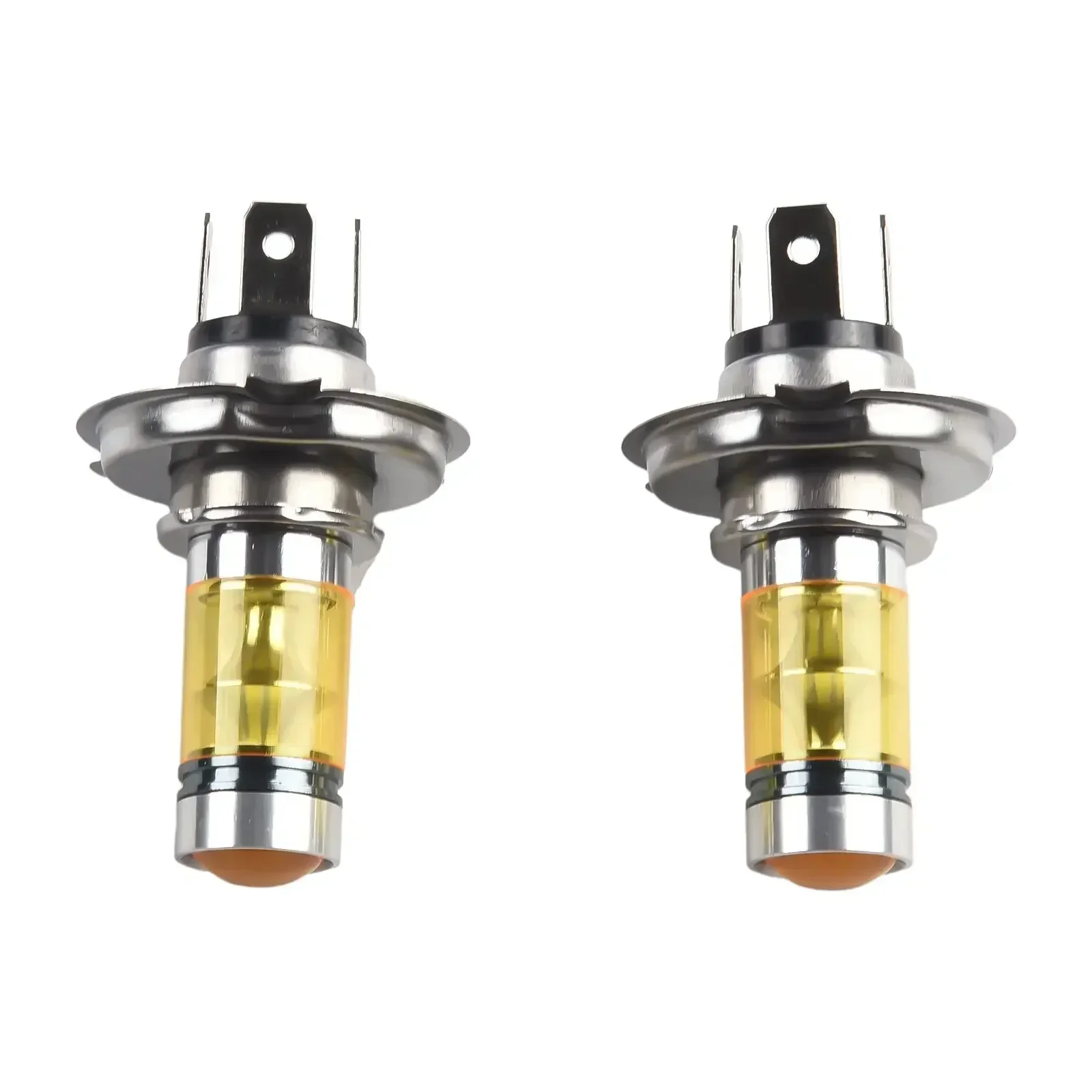Enhance Nighttime Visibility With H4 6000K Yellow LED Headlight Bulbs, High Power Output, Long Working Life Set Of 2