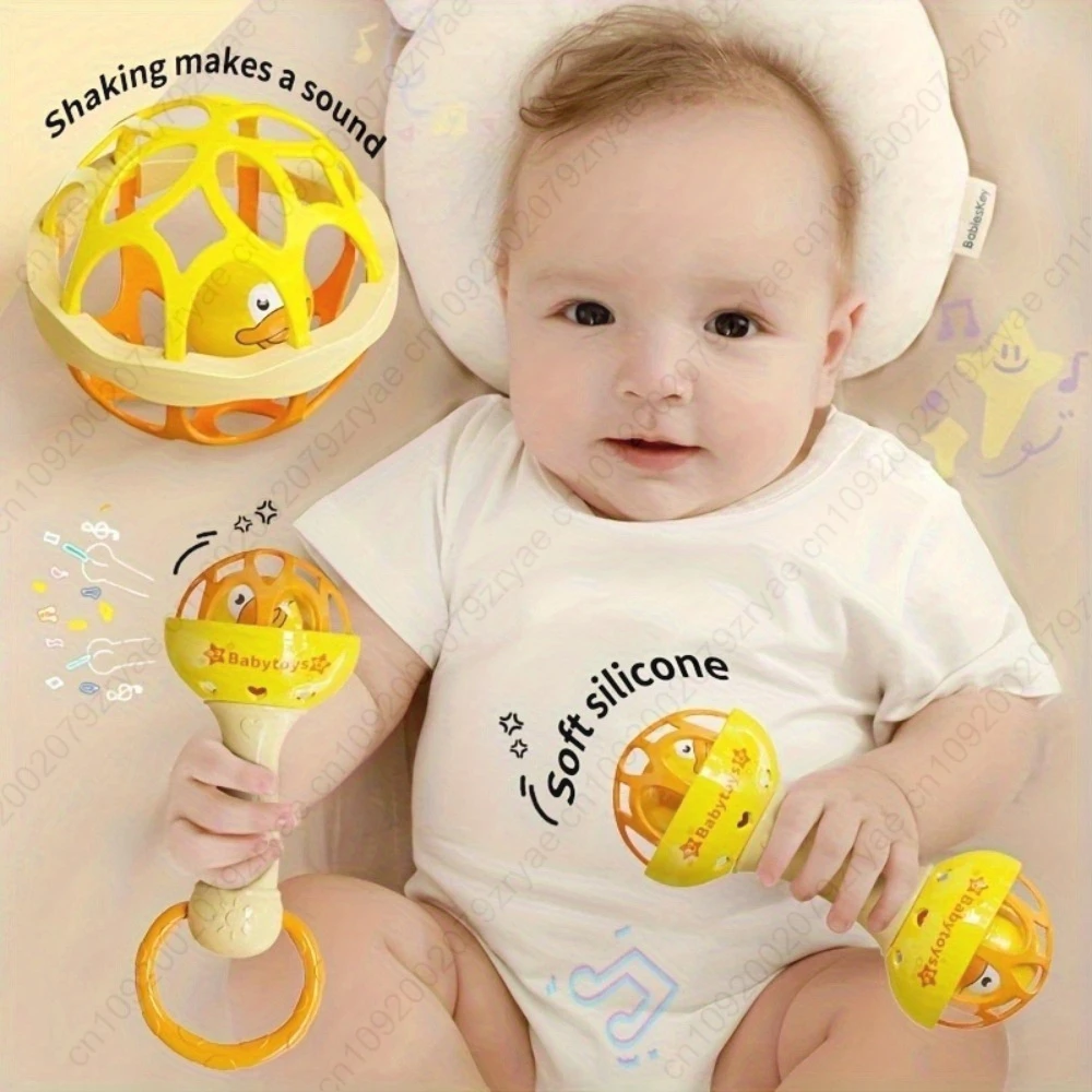 ของเล่นเขย่ามือสำหรับเด็กเล็ก 3 ชิ้น/1 ชิ้น ลูกบอลเขย่ามือ ไม้เขย่ามือ ของเล่นยางนุ่มเสริมพัฒนาการ ดึงดูดความสนใจของเด็กๆ