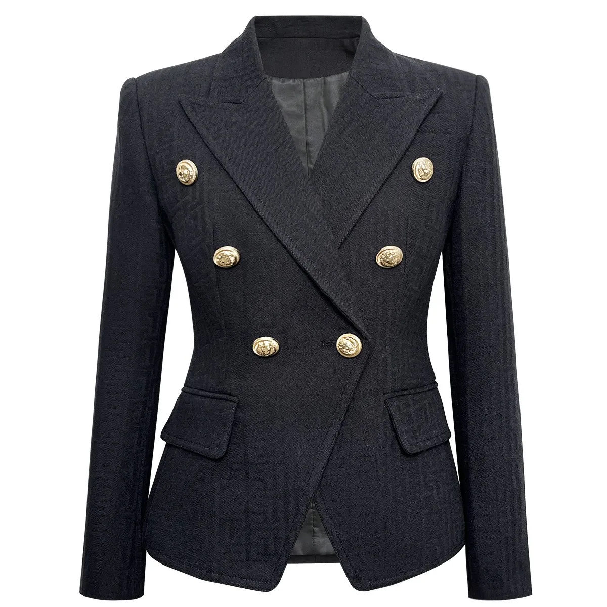 

Three Colors S-3XL High Quality New Fashion Solid Color Jacquard Textured Buttons Slim Fit Commuter Casual Women's Blazer