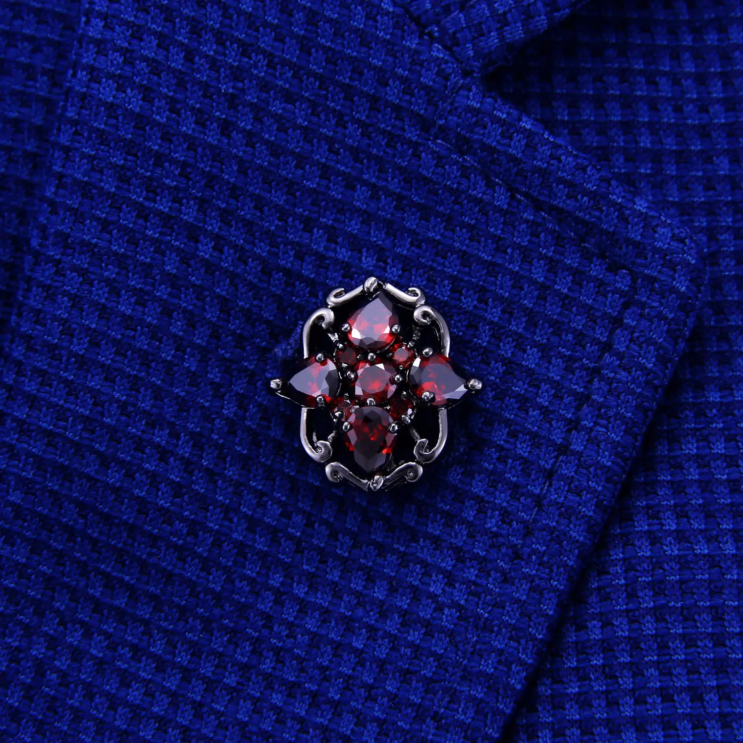 メンズラペルピン-ホワイトゴールドメッキ-ジルコンクリスタル-ポメナイトレッド-シルバー-ヴィンテージネピン-スーツチェストフラワーアクセサリー