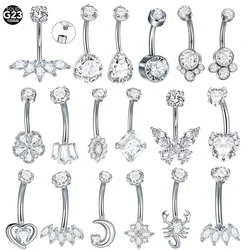 1pc Titanium Butterfly Zircon Belly Piercings Jewelry 14G Internally Threaded Belly Button Ring Piercing Ombligo for Women