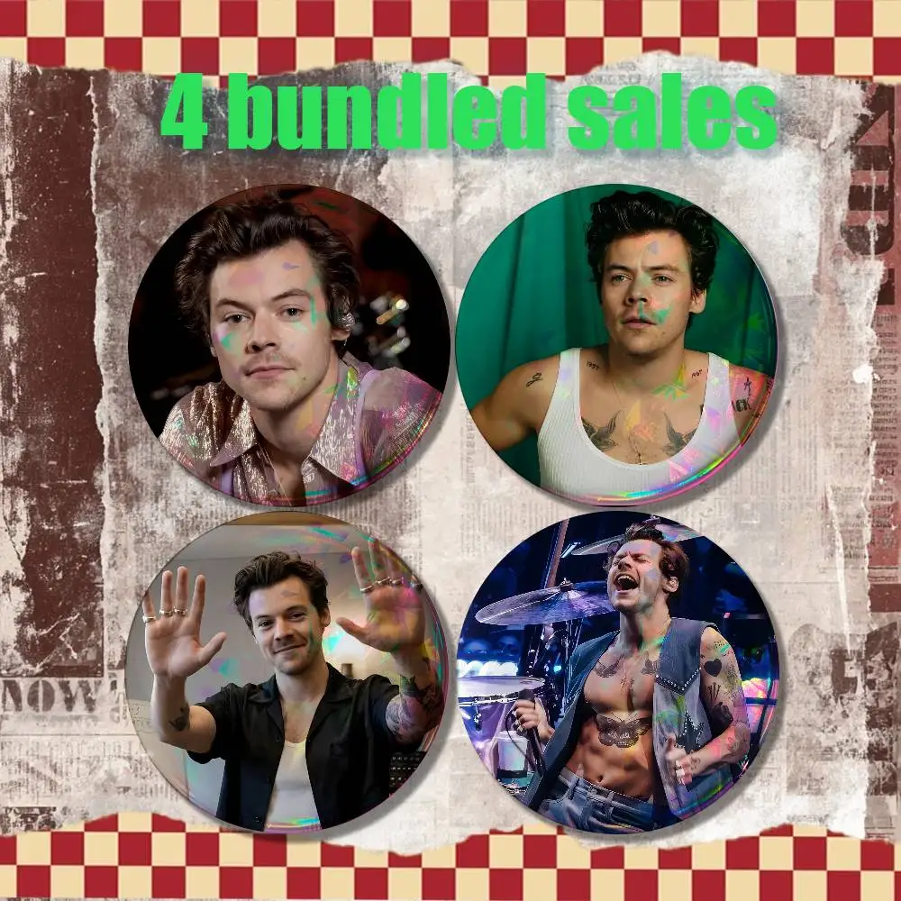 H-HaRRy Music Styles Brooches for Backpack Accessories 25,32,44,58,75mm Round Enamel Pins 4-piece set Cartoon Anime Badge