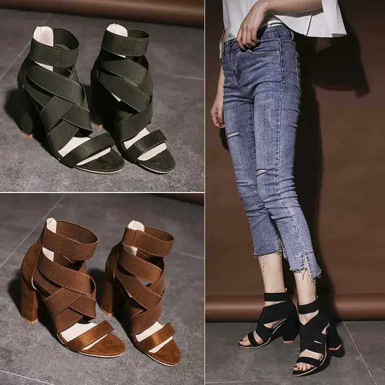 2024 New Style Fashion Ladies Summer Sexy scarpe da festa con tacco alto da donna Open Toe spessa con sandalo con tacco alto da donna