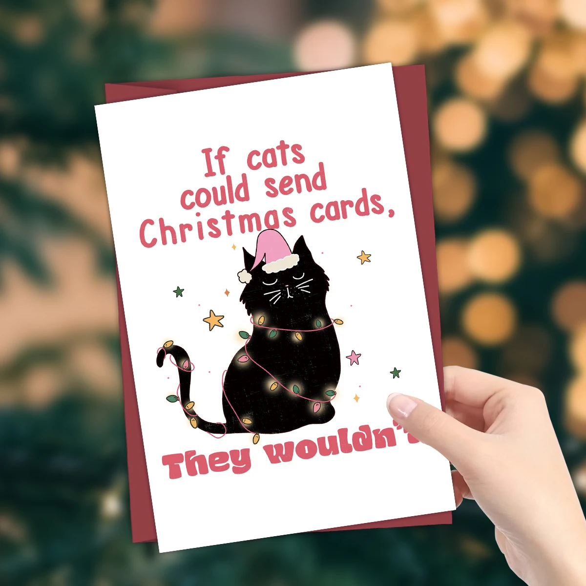 1 Stück ​ ​ Lustige Weihnachts-Katzen-Grußkarte mit Umschlag, Urlaubskarte für Katzenliebhaber, festlicher Humor, Weihnachtsfeier, geheimes Weihnachtsmann-Geschenk