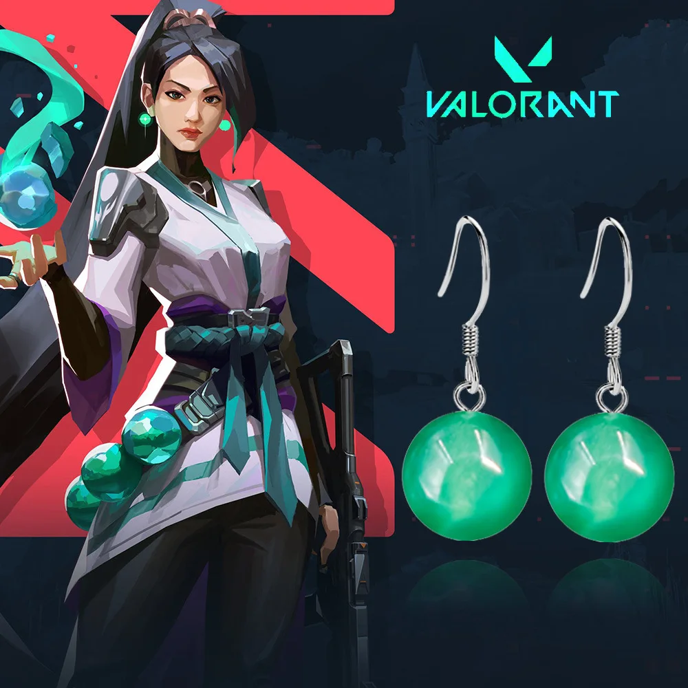 Game Valorant Earrings Game Character SAGE Green Ball Pendant Earring Ear Clips For Women Cosplay Prop Jewelry Accessories Gifts