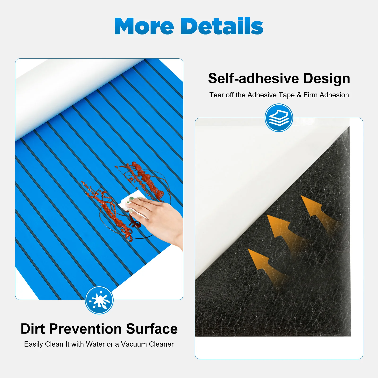 240*90cm Blaue EVA-Schaumstoff-Teakholz-Bodenmatte, selbstklebende, wasserdichte, rutschfeste Marine-Bodenmatte, Bootsdeckmatte für Yacht, Kajak – Detail 8