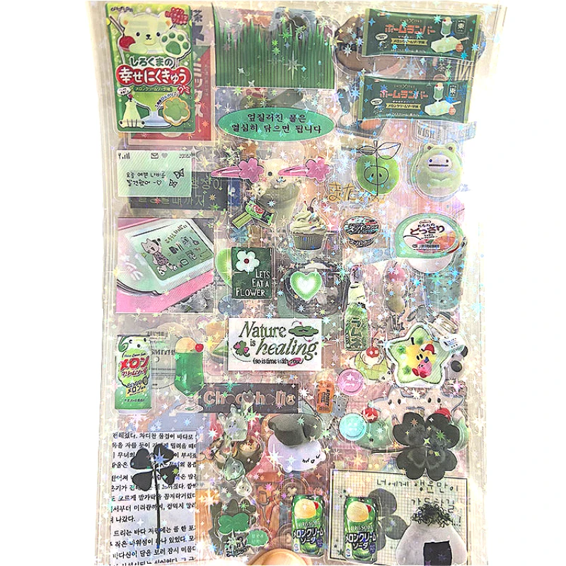 4pcs น่ารัก Y2K Glitter สติกเกอร์สําหรับกล้องโทรศัพท์ Journaling สติกเกอร์แล็ปท็อป Toploader Scrapbooking Decor ความงามสติกเกอร์ของขวัญ