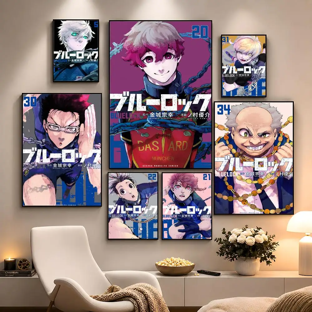 Anime Blue Lock Soccer Sports Poster Peel And Stick Wall Art PP Waterproof HD Bedroom Living Room Home Decor Gift