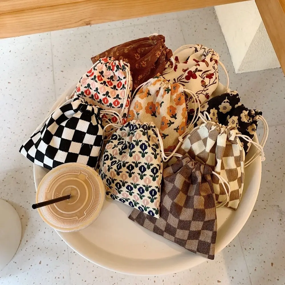 

Cosmetic Cases Floral Flower Stationery Bag Corduroy Cosmetic Bag Jewelry Storage Bag Makeup Bags Drawstring Bundle Pocket