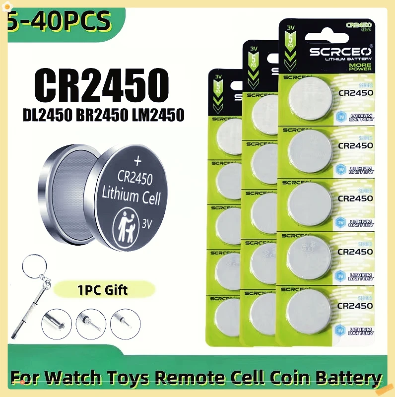 

5-40PCS CR2450 3V Lithium Coin Cell Battery DL2450 BR2450 LM2450 High Performance