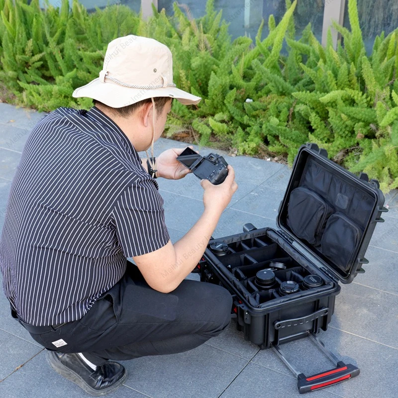 صندوق معدات التصوير الفوتوغرافي على ظهره هارد شل مقاوم للماء حقيبة ظهر بلاستيكية SLR معدات الكاميرا صندوق الأدوات