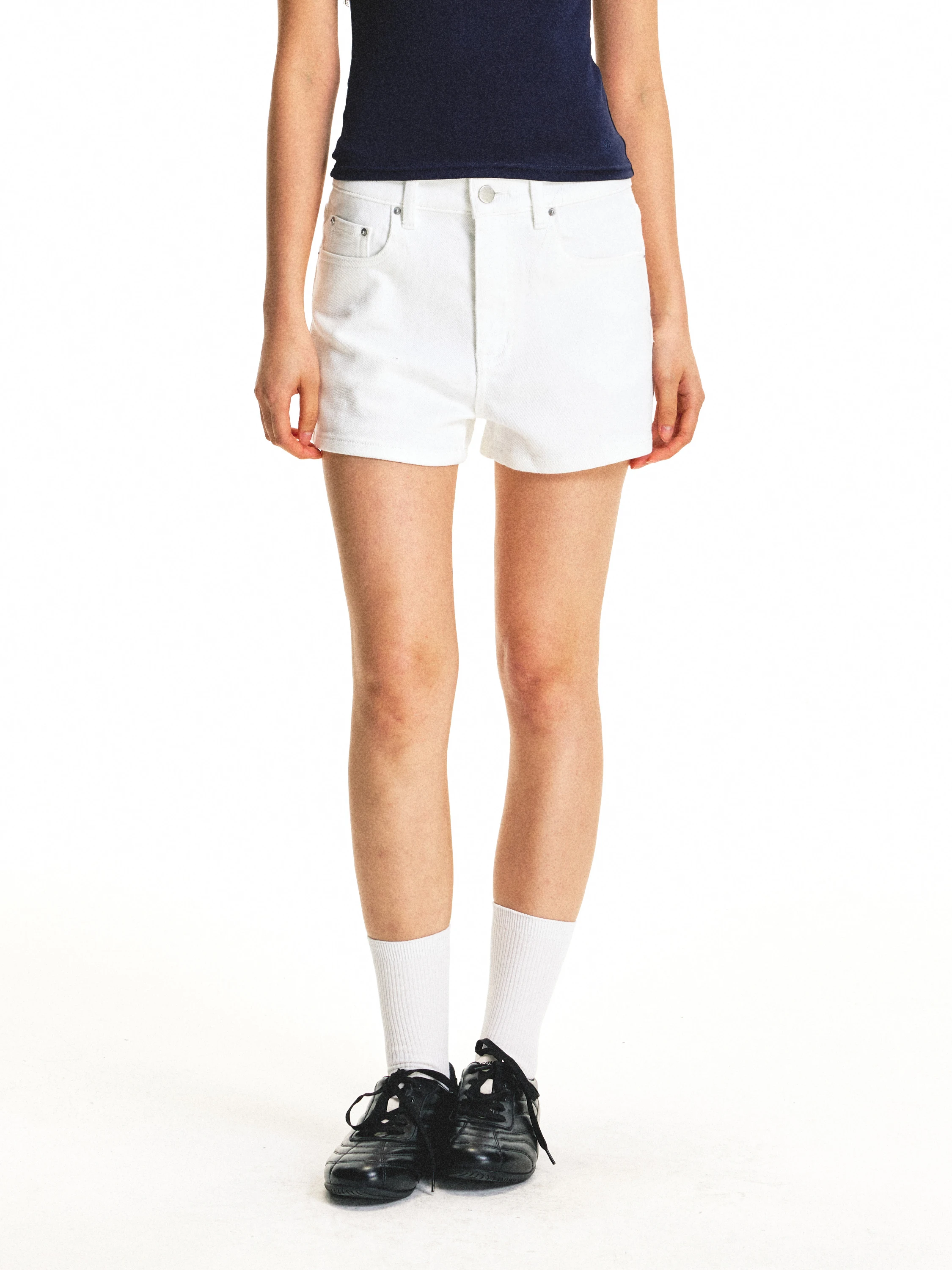 

Low Waist White Denim Shorts Casual Summer Slimming Hot Pants American Style Versatile UnderStress Women's Jeans Cotton Butto...