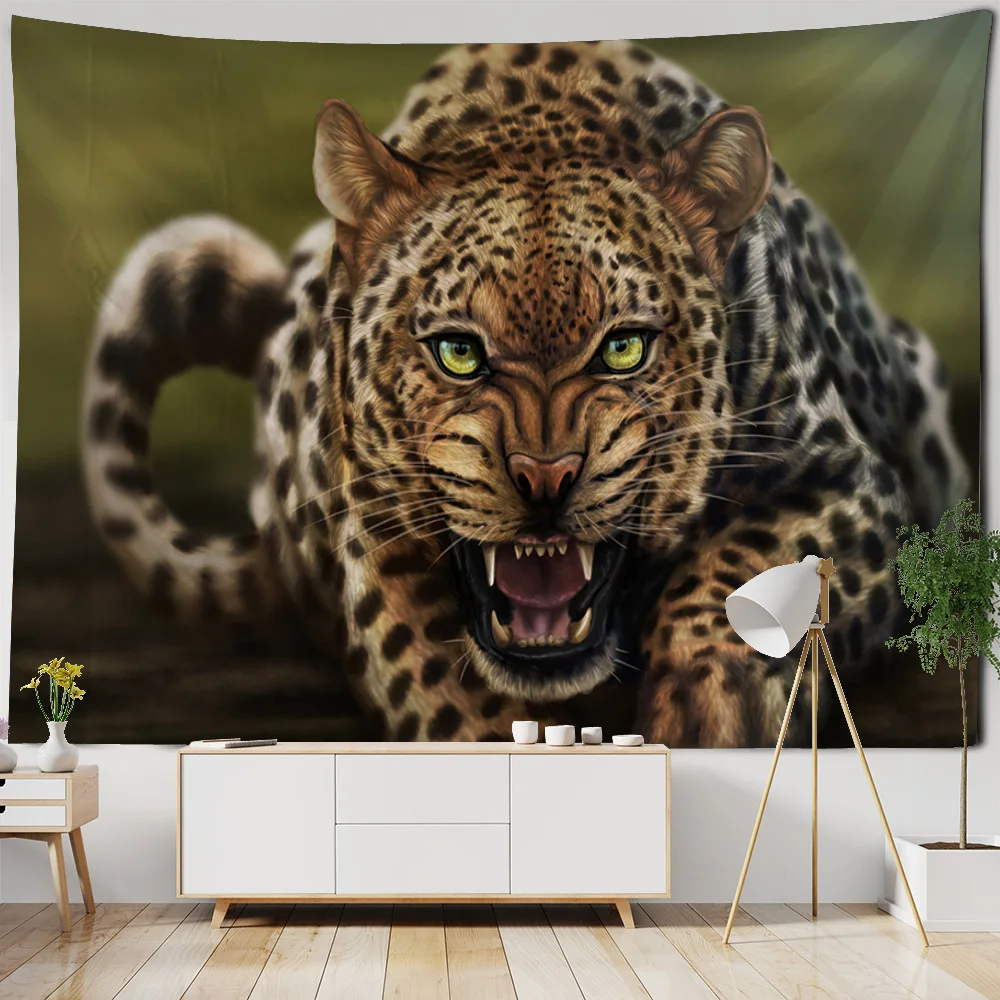 

3D leopard tapestry African animal wall hanging home wall art decoration Yoga mat bed sheet beach towel blanket picnic mat