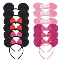 CHuangQi 12pcs Mouse Ears Headband with Bow, Mickey Minnie Ears Headwear for Boy / Girl Birthday Party, Great Party Favors - Image 2