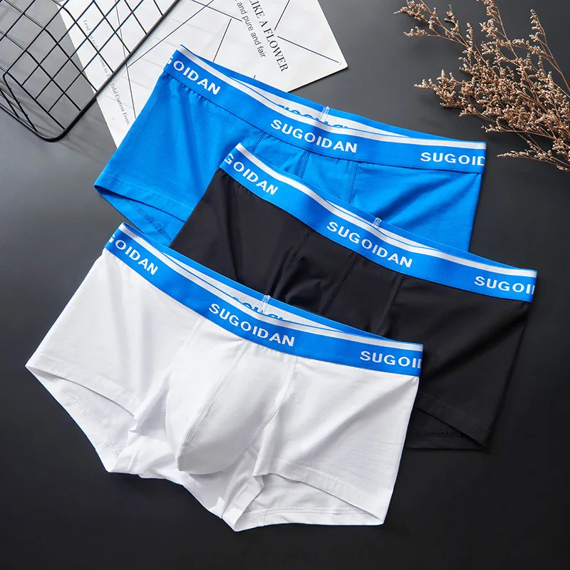 

Men's Boxers Cotton Underwear Sexy Low Waist Youth Sports Tight Comfortable Breathable Flat Pants Four Corners Bottom Panties