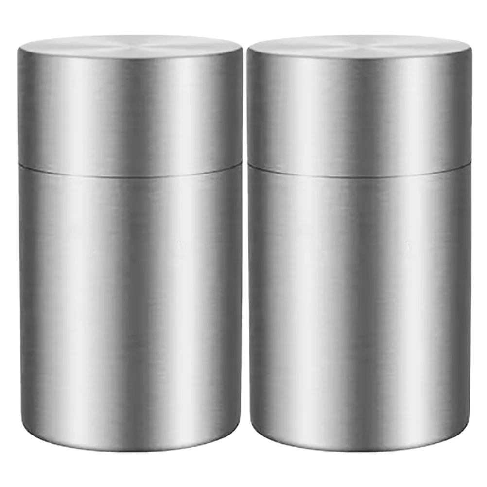 2Pcs Airtight Storage Canister Double Lid Stainless Steel Tea Canister for Loose Tea Coffee Candy Herbs Spices Preservation