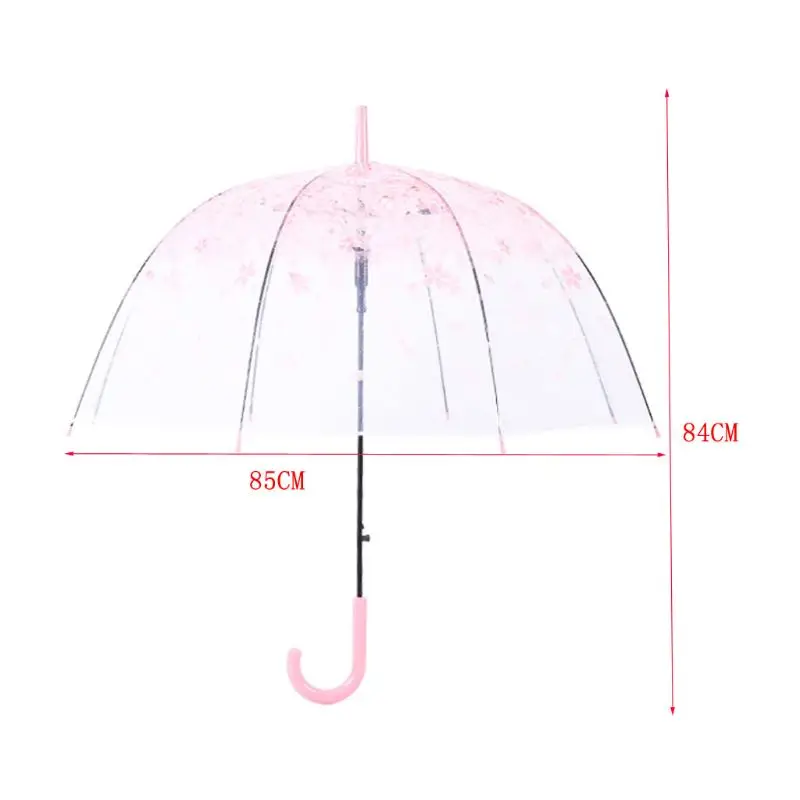 Romantic Transparent Clear Flowers Bubble Dome Umbrella Half Automatic For Wind