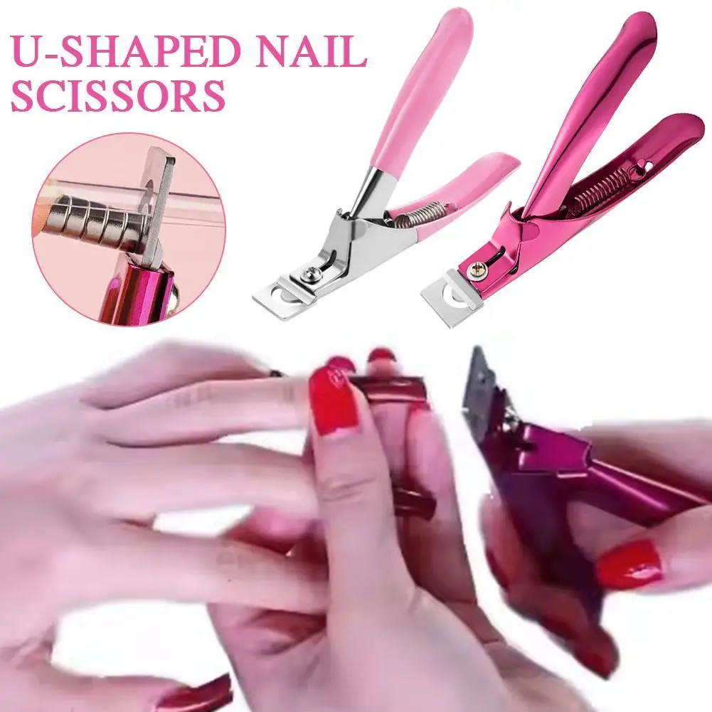 Professional Acrylic Nail U Shape Stainless Steel Trimming Straight Cutter Magnet Nail Art Trimmer Kit ﻿