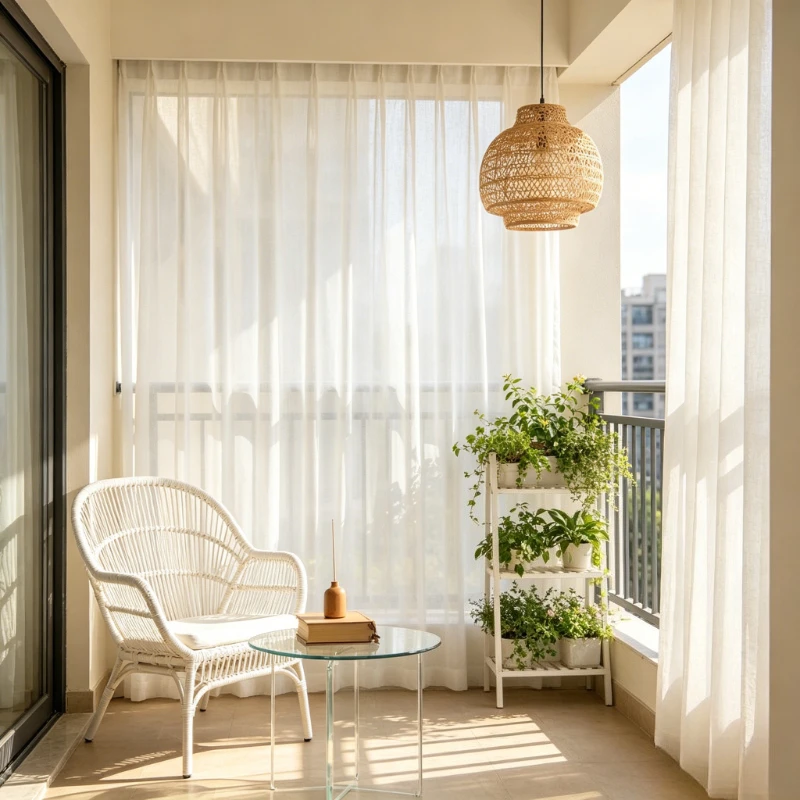 Japanese Linen Sheer Curtains for Living Room Woven Cream Cotton Light Blocking Bedroom White Natural Yarn Light Filtering Drape