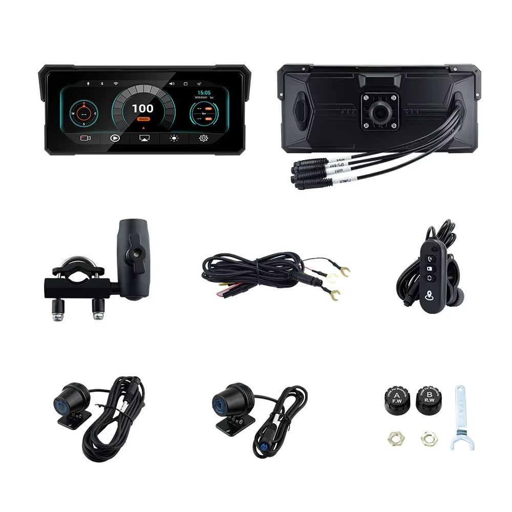 IP67 8Inch WIFI BT Linux Motorcycle Wireless CarPlay Android Auto Touch Display Screen support TPMS/2-ch 1080P DVR/18 languages