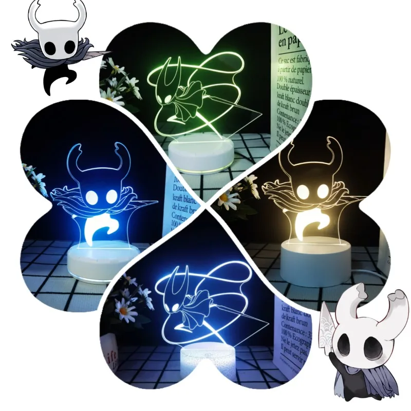 

Hollow Knight Anime Figure Night Light 3D Acrylic LED Lamp Desktop Ornament Dorm Room Decor Sleep Lighting Gift