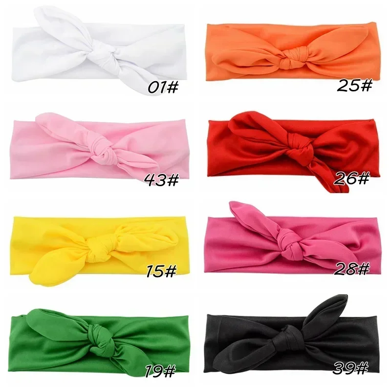 1PC Solid  Baby Nylon Headband Soft Rabbit Bowknot Turban Hair Bands for Children Girls Elastic Headwrap Infant Hair Accessories