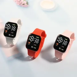 Digital Wristwatches Luminous Square Dial Non Waterproof Electronic Watch Adjustable Precise Time Heart Print LED Wrist Watch